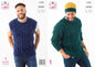King Cole Men's Knitting Pattern, Double Knit Sweaters, Slipover and Hat (6190), 36” – 54” (91cm – 137cm)