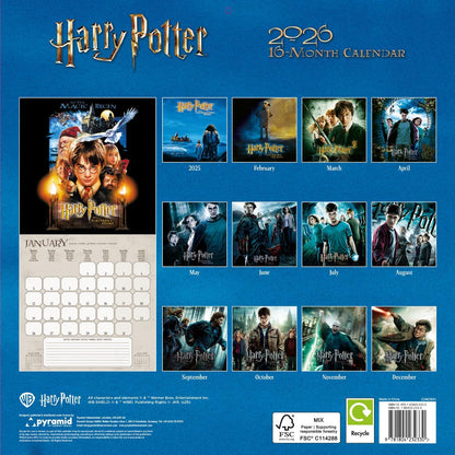 HARRY POTTER (One Sheets) 2026 Square Wall Calendar – Official 16-Month Calendar with Poster-Style Artwork – Potterheads & Movie Memorabilia Fans