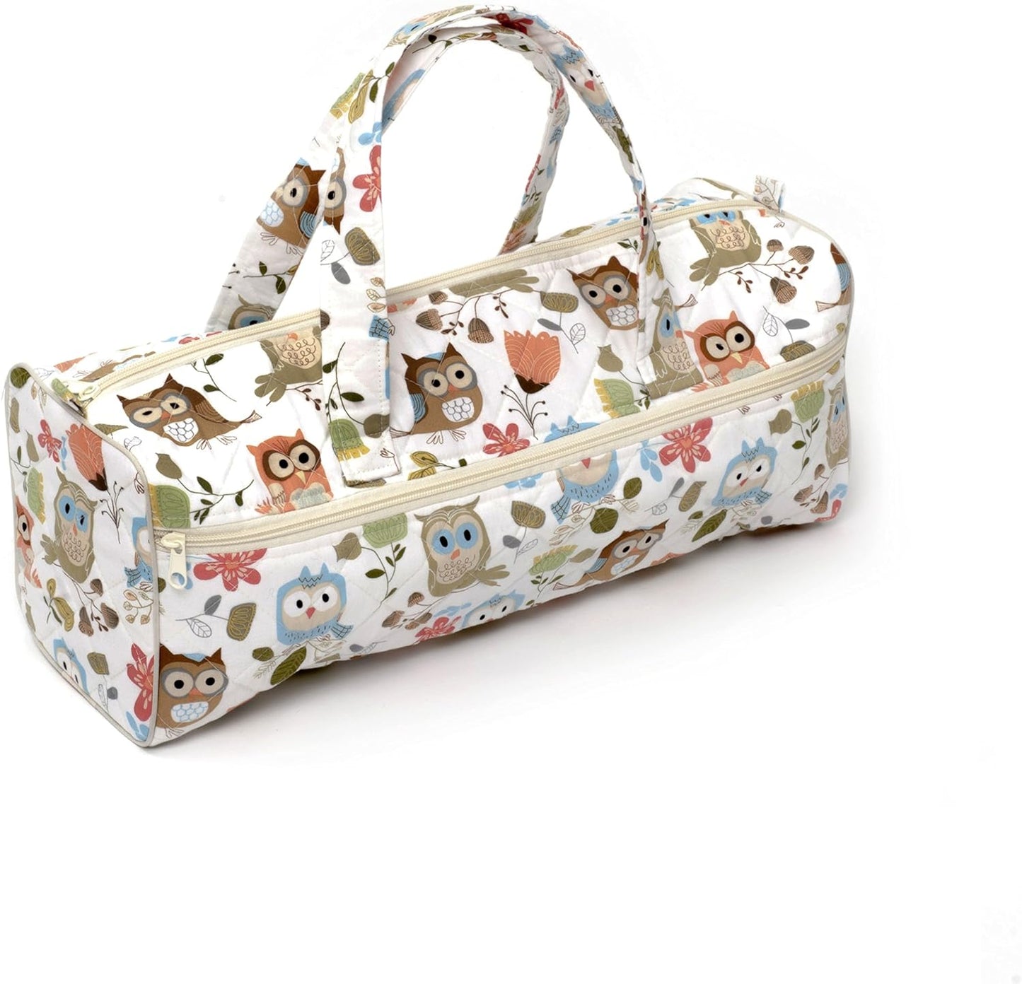 Hobby Gift Classic Knitting Bag in a Multi-colour Owl Pattern on White (14 x 44.5 x 16.5cm)