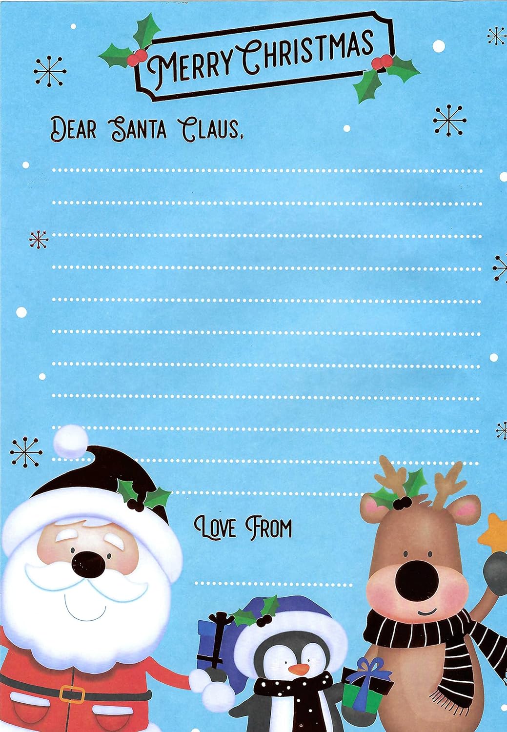 Children's Letter to Santa Activity Pack with Stickers