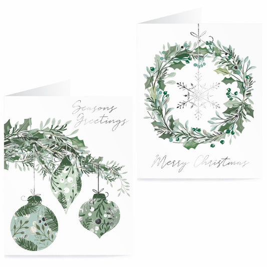 TOM SMITH  CARDS LUX BOXED WREATH & BAUBLE  15IN PACK