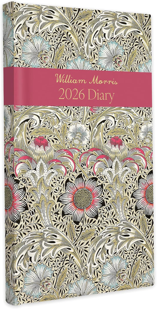 William Morris 2026 Slim Weekly Diary | Pocket Hardback Planner with Cray & Pink Poppy Covers | Week-to-View with Notes  one at random 2  desgns