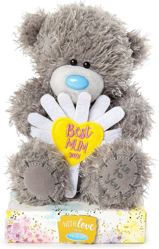Me to You Tatty Teddy with 'Best Mum' Flower - Official Collection,Blue,gold,grey,pink