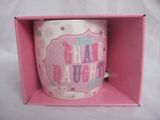 "Best Granddaughter Ever" Pink Vintage Style Pattern Ceramic Novelty Mug