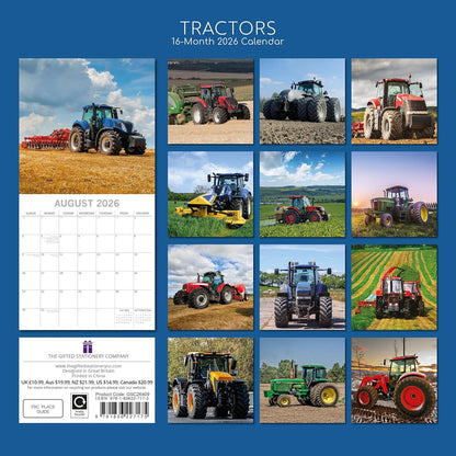 TGSC | Tractors 2026 Calendar 16 Month (Sept 2025-Dec 2026) Family Square Wall 2026 UK | Planner with Large Grid for Home or Office Organisation - 2026/2025 UK