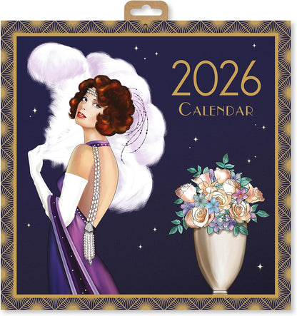 Claire Coxon Art Deco 2026 Square Wall Calendar | Monthly Planner Featuring Original Art Deco Illustrations | Elegant Decorative Calendar