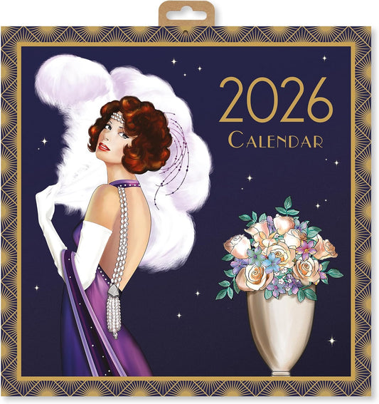 Claire Coxon Art Deco 2026 Square Wall Calendar | Monthly Planner Featuring Original Art Deco Illustrations | Elegant Decorative Calendar