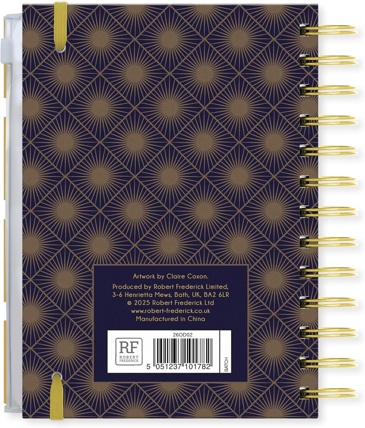 Claire Coxon Art Deco 2026 Organiser Diary | Hardback Weekly Planner with Tabs, Notes, To-Do & Goals | Stylish Art Deco Design