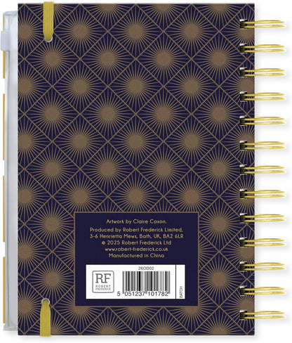 Claire Coxon Art Deco 2026 Organiser Diary | Hardback Weekly Planner with Tabs, Notes, To-Do & Goals | Stylish Art Deco Design