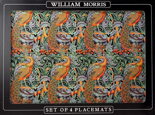 LEONARDO Set of 4 William Morris Peacock Tapestry Cork Backed Place Mats Table Mats