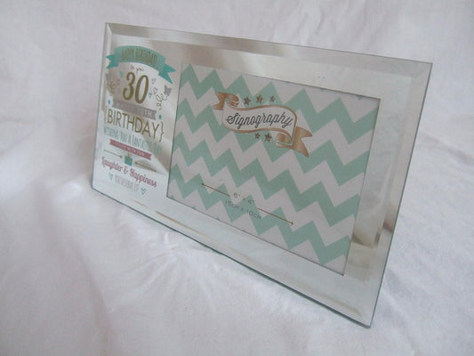 Signography Happy 30th Birthday Silver Mirrored Glass Photo Frame - 6"x4" Aperture