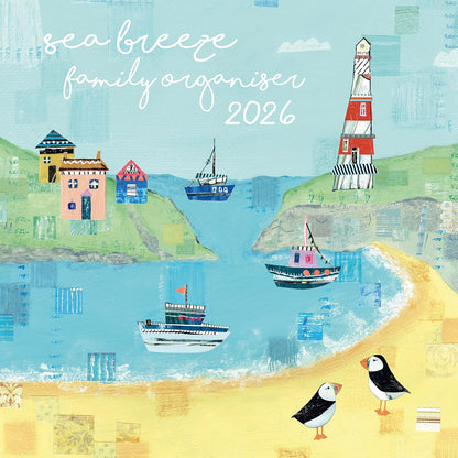 TGSC | Sea Breeze Family Organiser 2026 Calendar 16 Month Family Square Wall Calendar 2026 UK | Planner with Large Grid for Home or Office Organisation - Home Organisers 2026/2025 Calendar UK