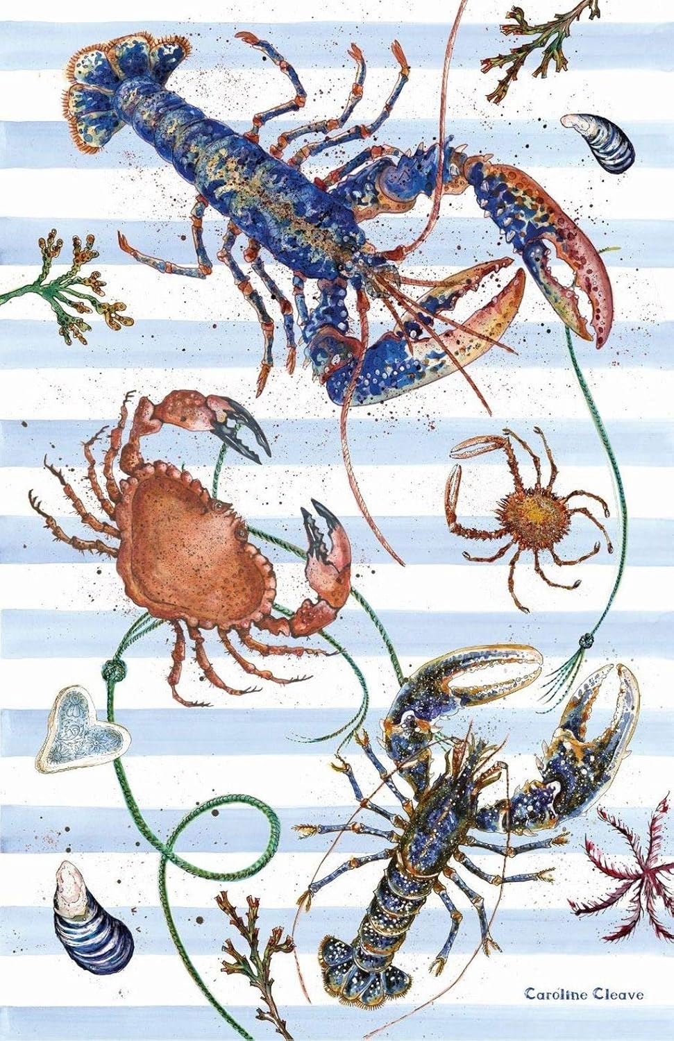 Caroline Cleave for Emma Ball Fruits of The Sea 100% Cotton Tea Towel