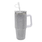 Silver Diamante Drinks Cup for Hot Or Cold Drinks | Large Thermal Travel Mug with Lid & Straw for Office, Gym, Home Or Travel | Insulated Tumbler Coffee Cups for Daily Use