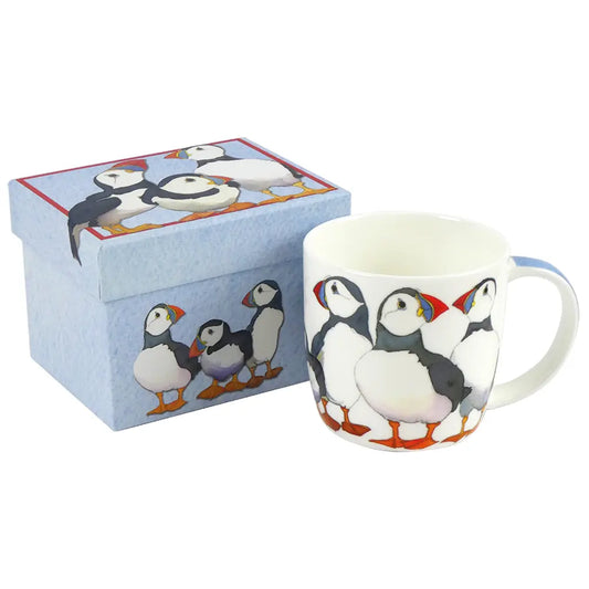 emma ball Puffins Bone China Mug with Gift Box