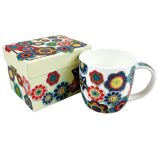 Crochet Motifs Bone China Mug with Gift Box