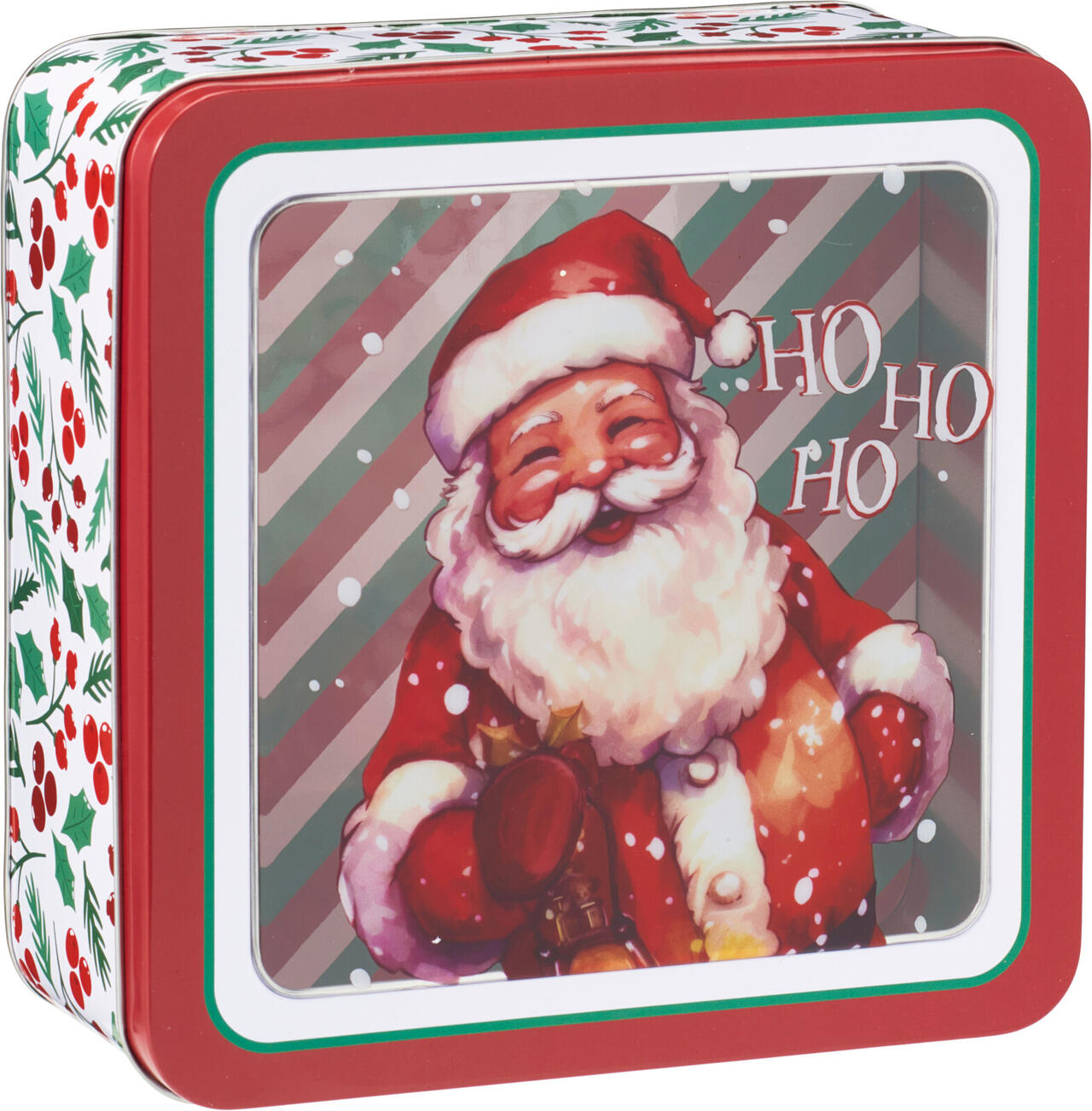 Storage Tin, Metal, Square Shape 190X190Xh85mm,Transparent Pet Lid  one supplied