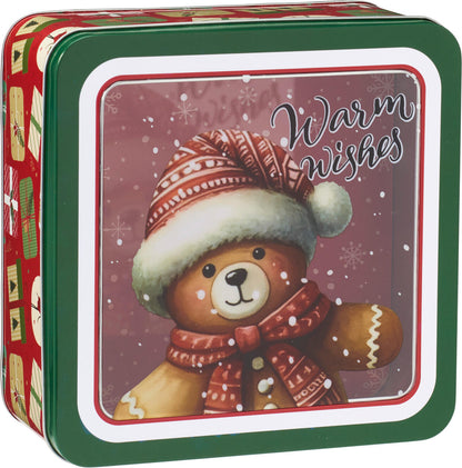 Storage Tin, Metal, Square Shape 190X190Xh85mm,Transparent Pet Lid  one supplied