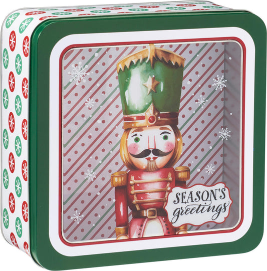 Storage Tin, Metal, Square Shape 190X190Xh85mm,Transparent Pet Lid  one supplied