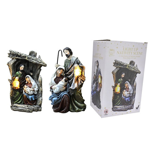 LIGHT UP NATIVITY SCENE 17CM RESIN   set