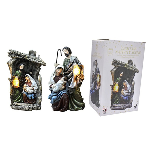 LIGHT UP NATIVITY SCENE 17CM RESIN   set