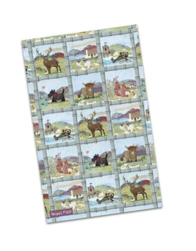 Emma Ball "Abigail Mill Tweedie Highland Cow", Pure cotton tea towel. UK printed
