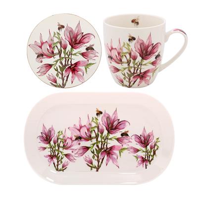 Bee-Tanical Magnolia Mug, Coaster & Tray Set Ceramic Set