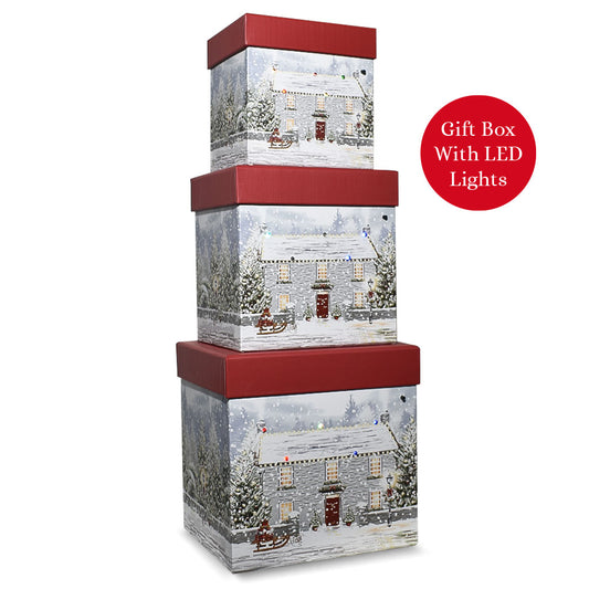 Gift Box Set Of 3 House  with led lights