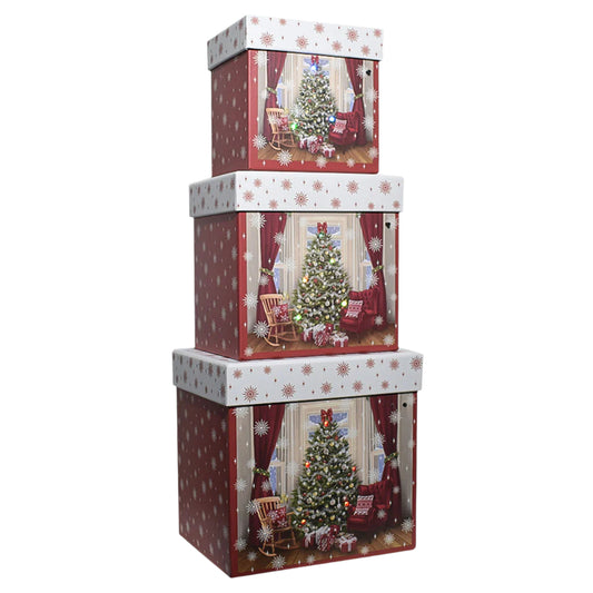 Gift Box Set Of 3    Christmas tree  Tree with led lights