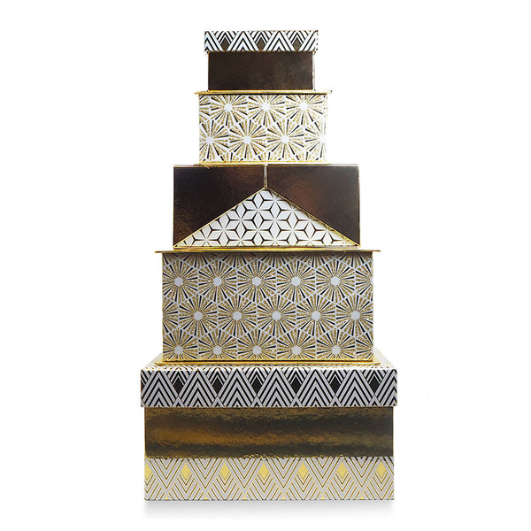 Gift Box Set Of 5 Gold & Black