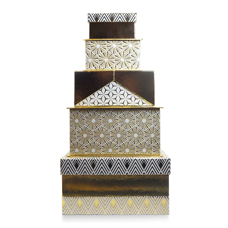 Gift Box Set Of 5 Gold & Black