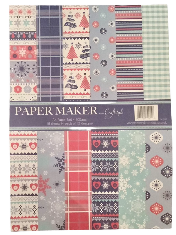 Craftstyle Paper Maker A4 Paper Pad - Xmas Blue/Red