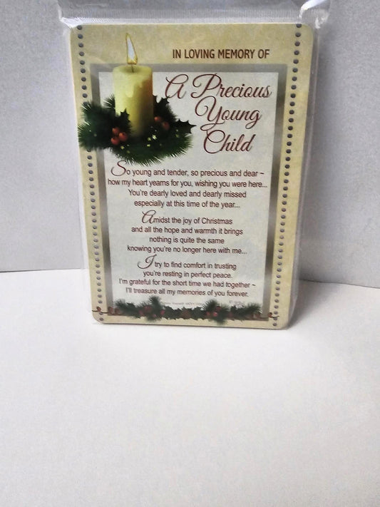 in loving memory od a precious  young child gravedaide card