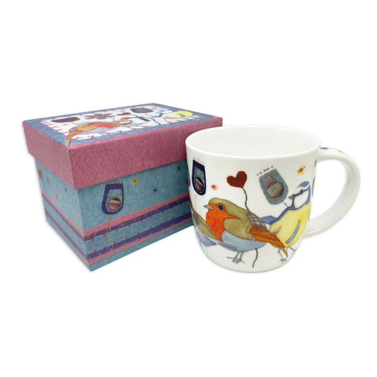 Stitched Birdies Fine Bone China Mug in gift box - Emma Ball Gifts MUG34