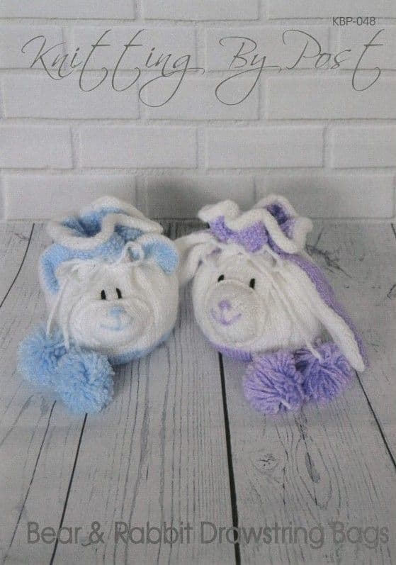 Bear and Rabbit Drawstring Gift Bags Knitting Pattern