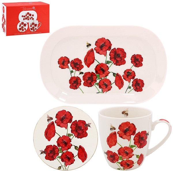 Bee-Tanical Mug & Coaster Set Poppy