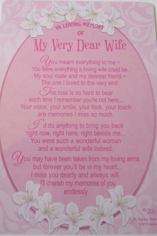 GRAVESIDE CARD    MY VERY DEAR WIFE