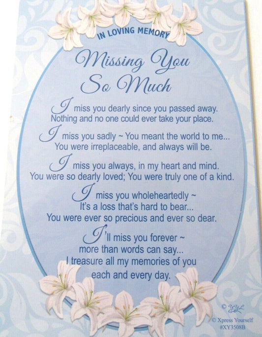 GRAVESIDE CARD  IN LOVING MEMORY  MISSIMG YOU SO  MUCH