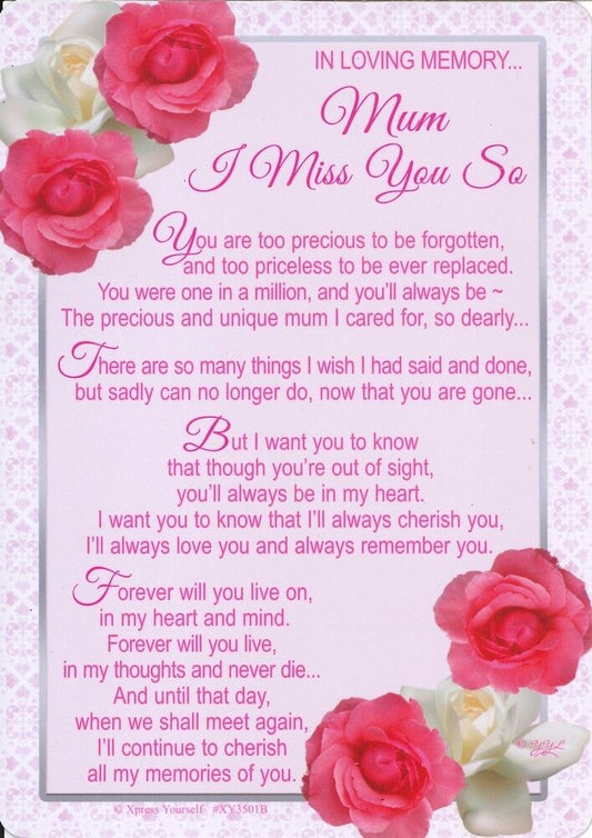 graveside card   in loving memory  mum i miiss you so