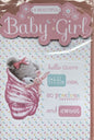 A Beautiful Baby Girl Lovely Pink Card. New Baby Girl.
