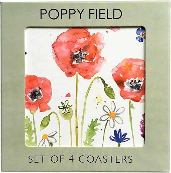 The Leonardo Collection LP94603 Poppy Field Floral Coasters (Set of 4), Boxed
