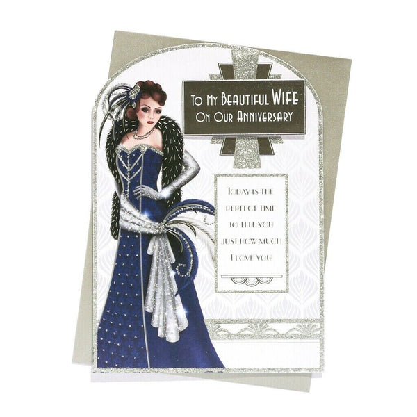 Art Deco Anniversary Card Wife