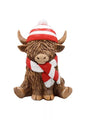 Happy Highland Cow Ornament   Red and White Scarf      Gift Boxed