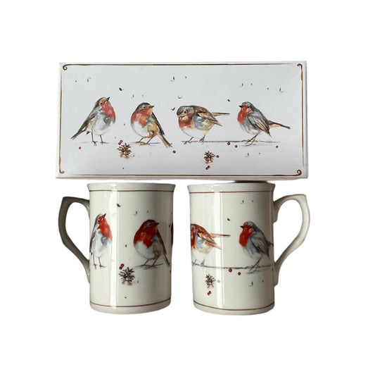 Lesser & Pavey Jennifer Rose Gallery Robins Set of Two Mugs