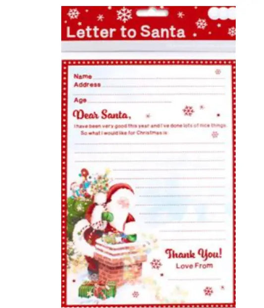 Letter To Santa with Envelope Father Christmas Kid Children Cute Novelty XMAS