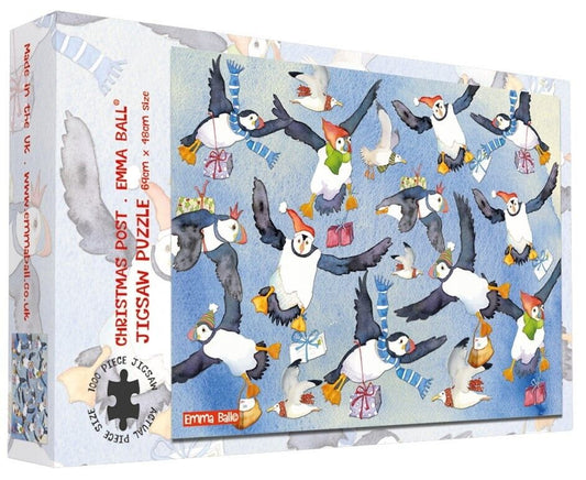 Christmas Puffin Post by Emma Ball 1000 piece jigsaw puzzle