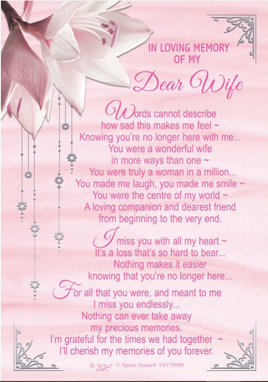 graveside card   in loving memory   of my dear wife