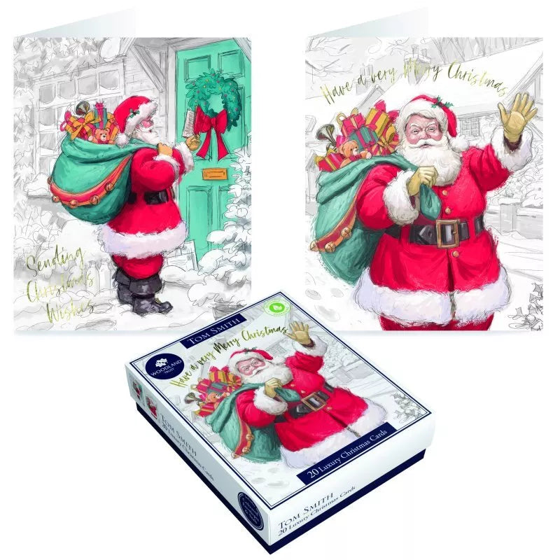 Tom Smith 20 Boxed Luxury Christmas Cards Santa Claus Designs With Envelopes