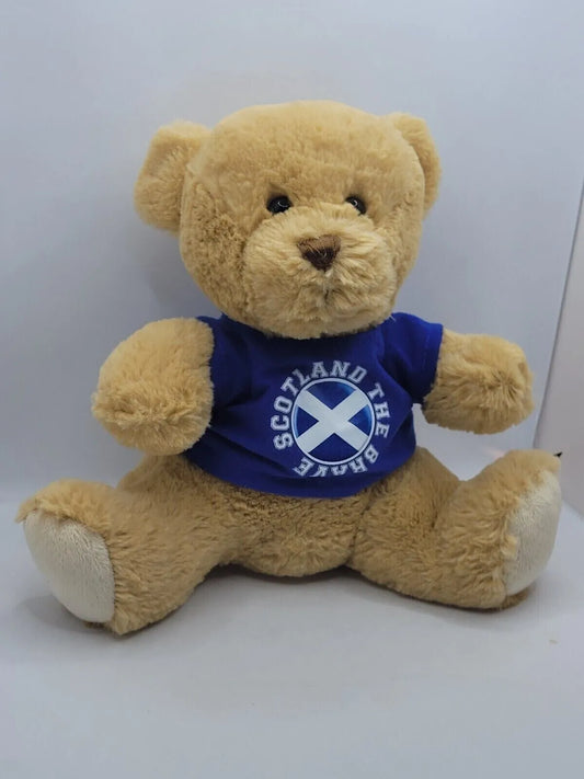 SCOTLAND THE BRAVE TEDDY BEAR in BLUE TOP "PLUSH CUDDLY SOFT TEDDY