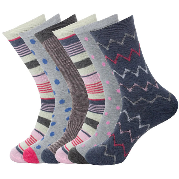 Womens Socks Ladies Cotton Rich Ankle Design Sports Sock 6 Pairs Adults UK 4-7